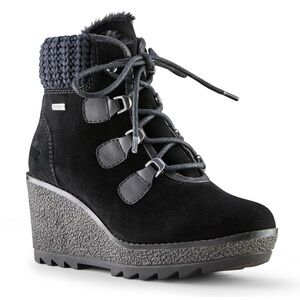 COUGAR Women's Pamela Knit Collar Black Ankle Boot